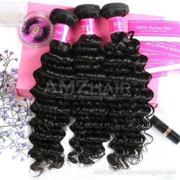 Unprocessed Raw Cambodian Hair Vendors Wholesale Deep Wave Virgin Human Hair Cuticle Aligned Weave Extension Bundles Large Stock